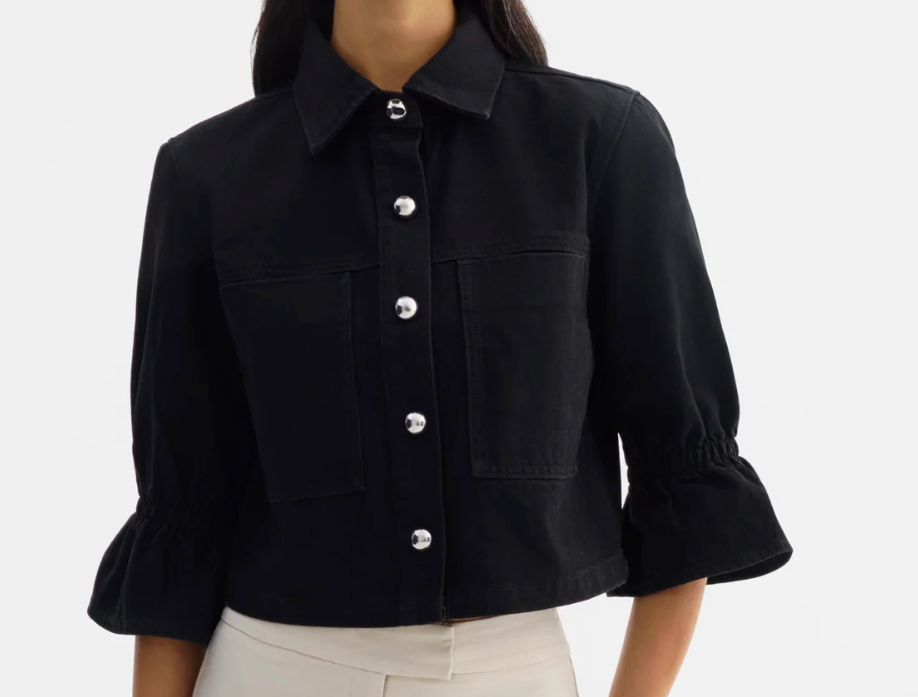 Black Ruffle-Cuff Jacket at Gitane boutique