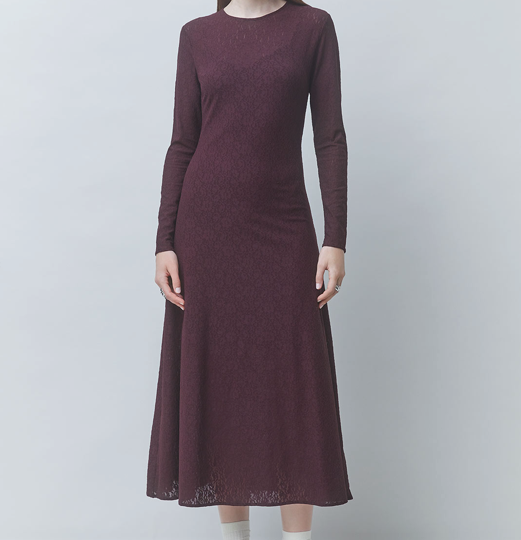 Burgundy Midi Dress at Gitane boutique
