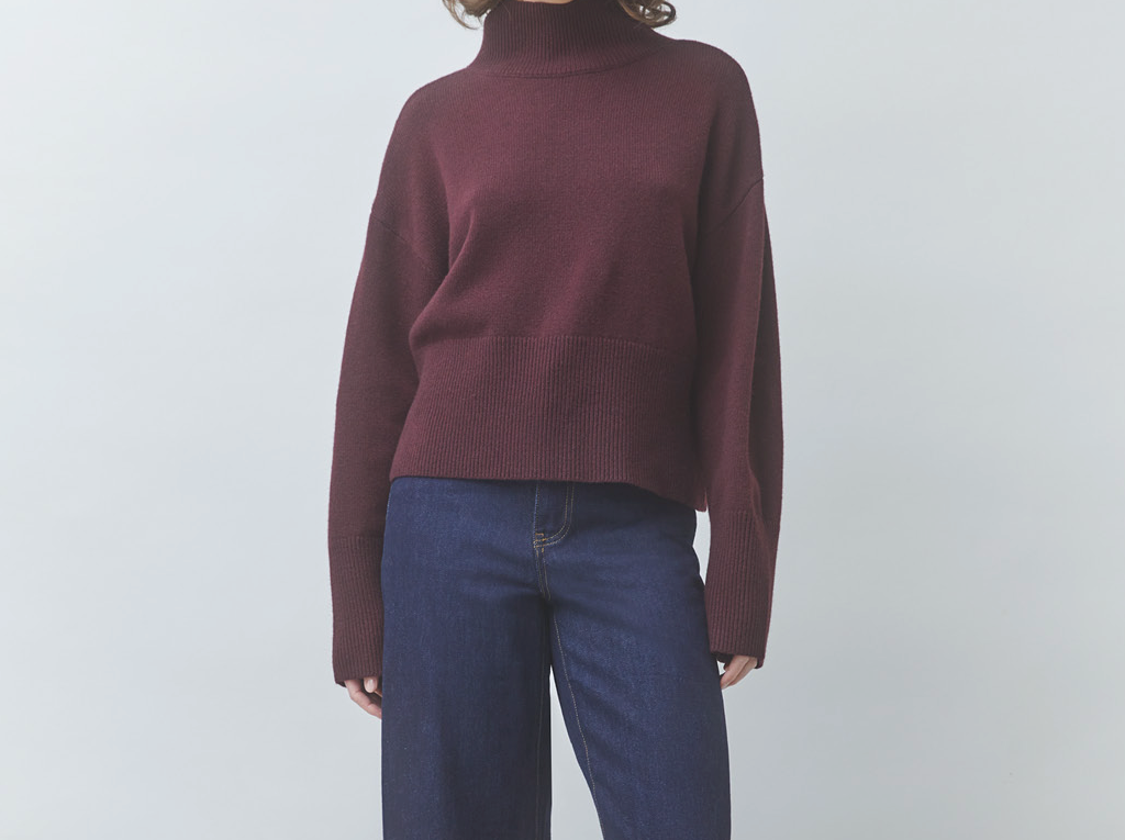 Burgundy Turtleneck Sweater at Gitane boutique
