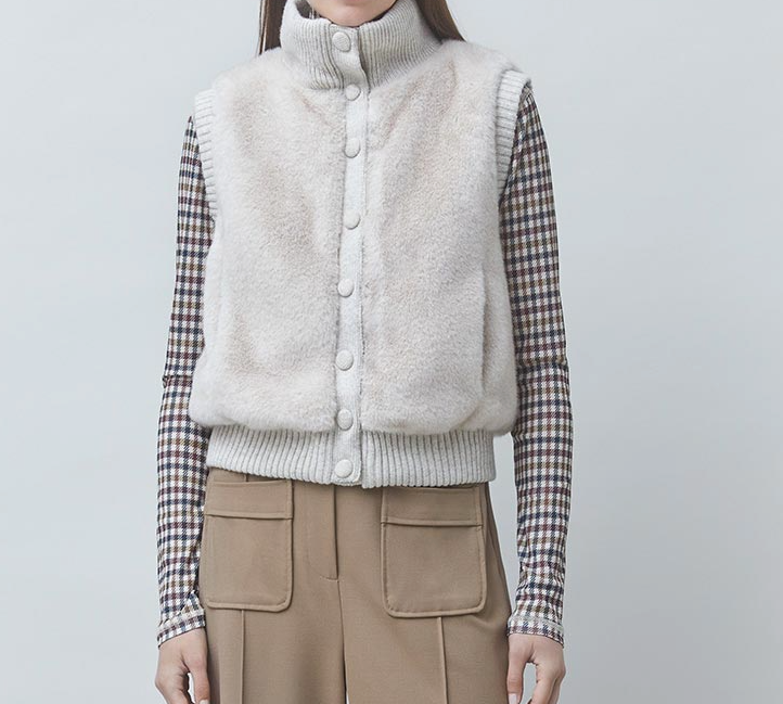 Fuzzy Button Vest at Gitane boutique