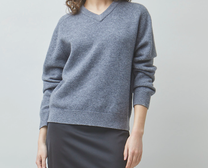 Gray V-Neck Sweater at Gitane boutique