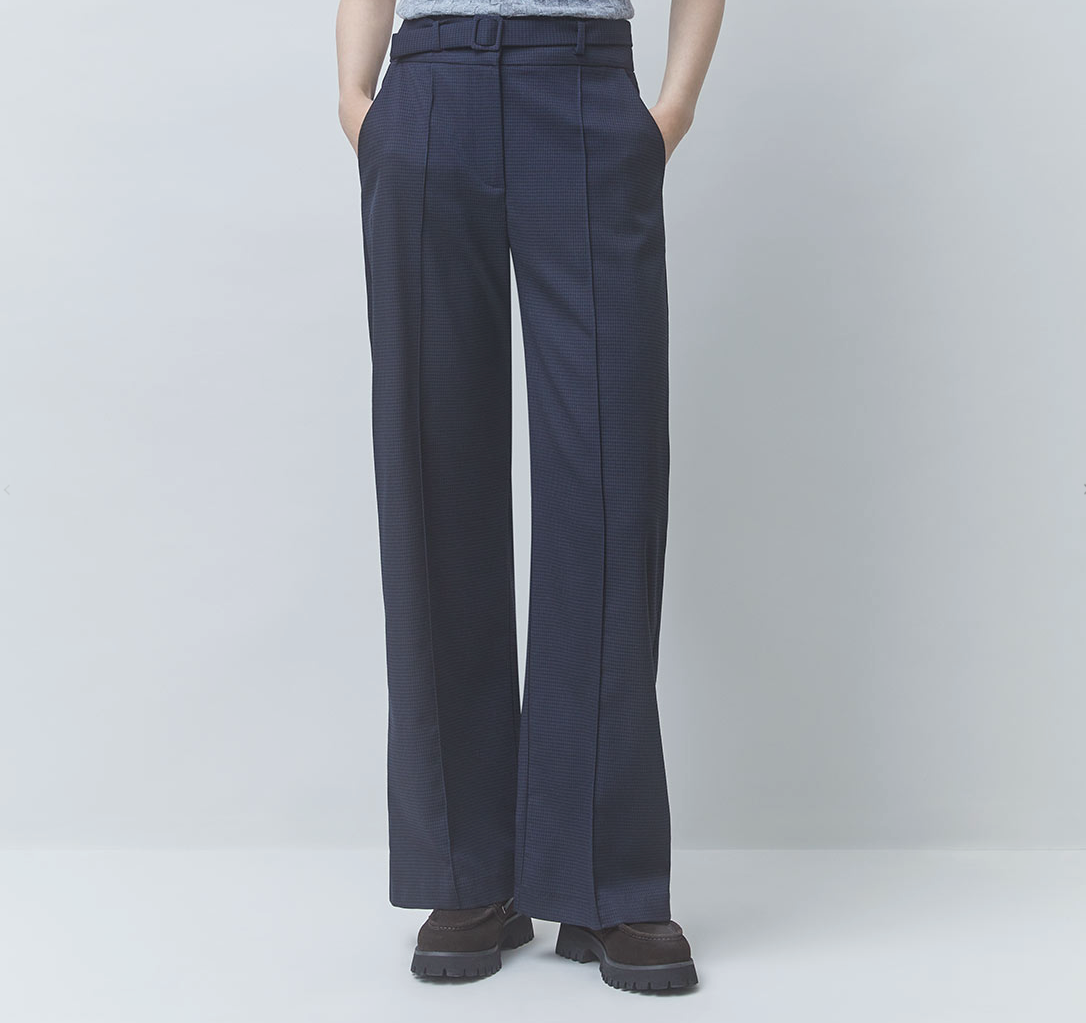 Navy Wide-Leg Trousers at Gitane boutique