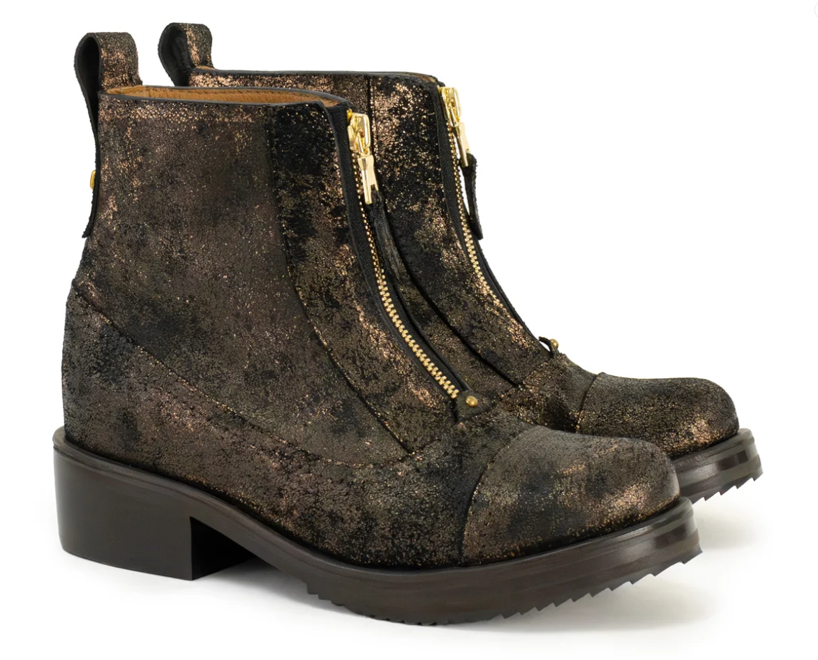 Black & Gold Zip Boots at Gitane boutique