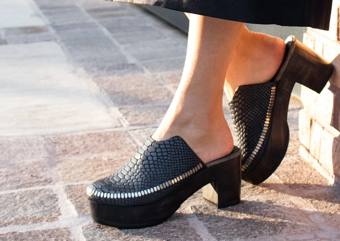 Black Studded Clogs at Gitane boutique