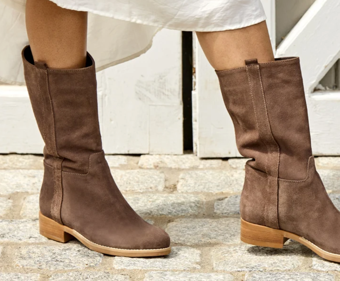 Brown Suede Tall Boots at Gitane boutique