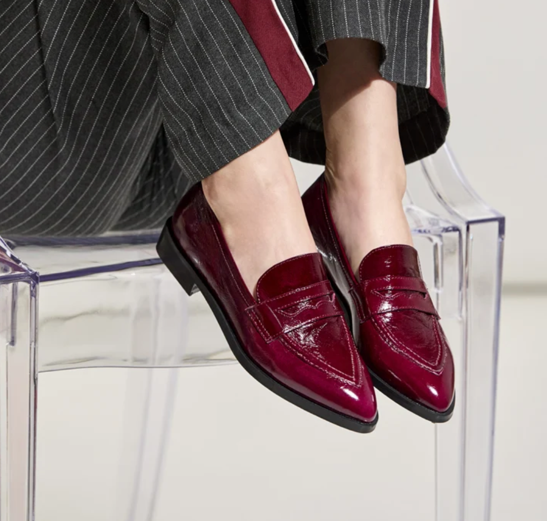 Burgundy Patent Loafers at Gitane boutique