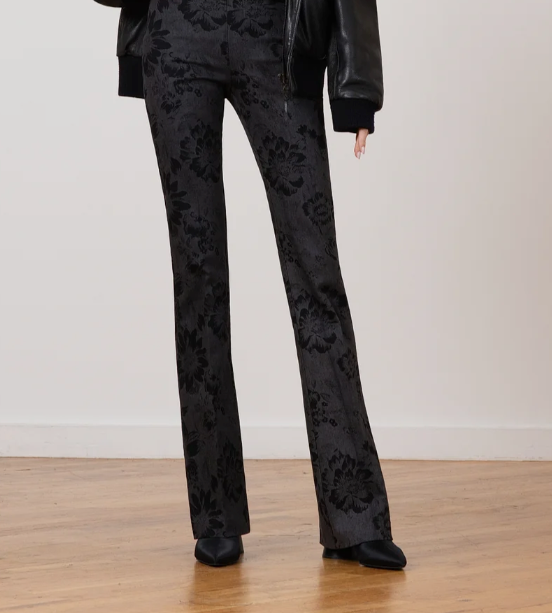 Black Floral Flare Pants at Gitane boutique