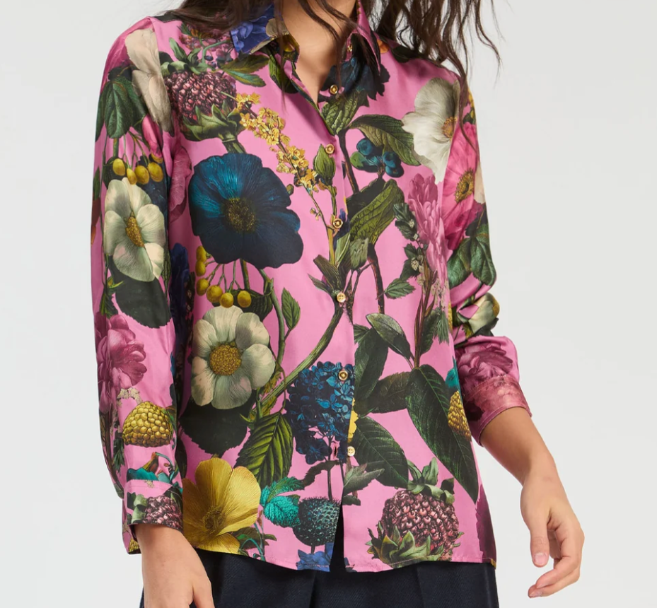 Pink Floral Button Shirt at Gitane boutique