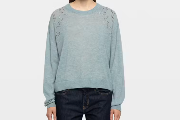 Blue Embroidered Sweater at Gitane boutique