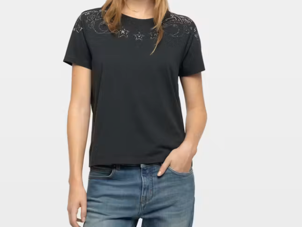 Black Star Embroidered Tee at Gitane boutique
