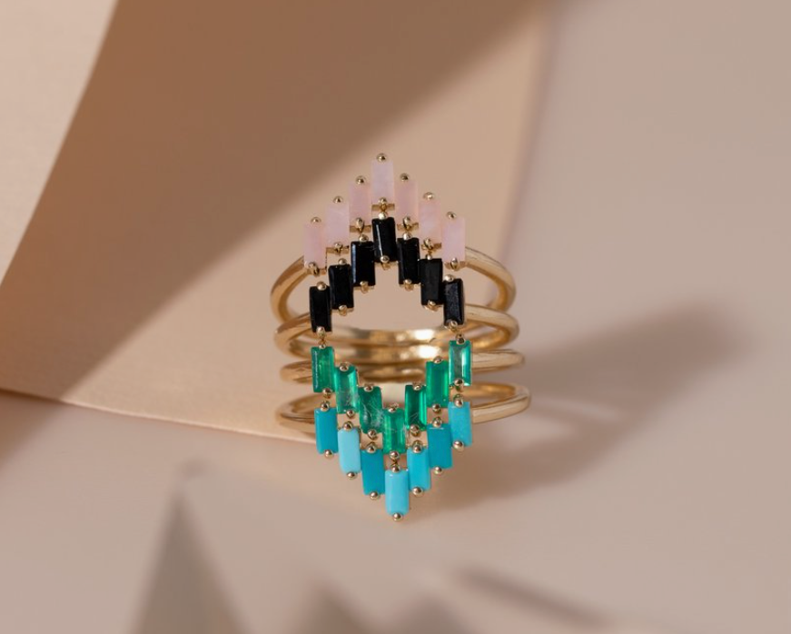 Baguette Stone Rings at Gitane boutique